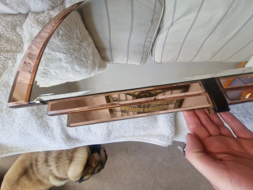  V RARE ORIGINAL ART DECO VINTAGE 1930s MIRROR DUSKY PINK PANELS..STUNNING !!!! - Image 4 of 4