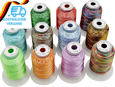 New Brothread 12 Multi Farben Polyester Maschinen Stickgarn 500M (550Y) Für Brot