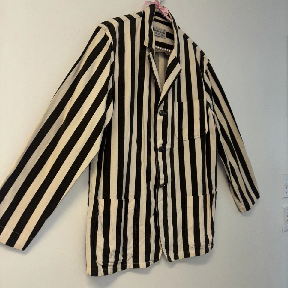 Винтажный пальто Blazer куртка женщин Sz Lg коричневый бежевый в полоску 70-х жук сок опрятный - Изображение 4 из 4