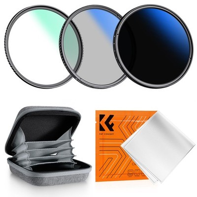 55mm UV/CPL/ND2-400 Lens Filters Kit (3 PCS)-18 Multi-Layer Coatings, UV + Po...
