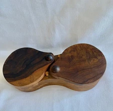 BERARD  Salt Keeper Double Bowl Olive-Wood EXCEL COND 7.25" x 3.25" MSRP: $160
