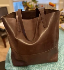 Valued At $198! Unused Able Mamuye Leather Tote, Dark Brown With Interior Pocket