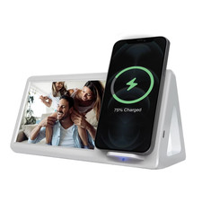 ChargeWorx Smartpix White Wireless Charging Station with 4x6 Photo Frame, NEW