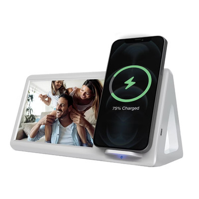 ChargeWorx Smartpix White Wireless Charging Station with 4x6 Photo Frame, NEW