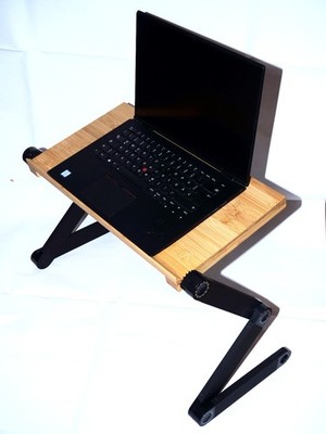 Relaxdays Laptopständer, Bambus, bis 15 Zoll, neigbar und höhenverstellbar