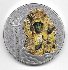 Medal Czestochowa Shrines of Europe Silver Plated Coloured 50mm, H7