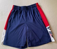 Fila Athletic Shorts Boys Large Blue Red Colorblock Drawstring Elastic Waist