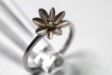 Vintage Sterling Silver Cluster Gemstone Ring Flower Floral Ring Size 9.5
