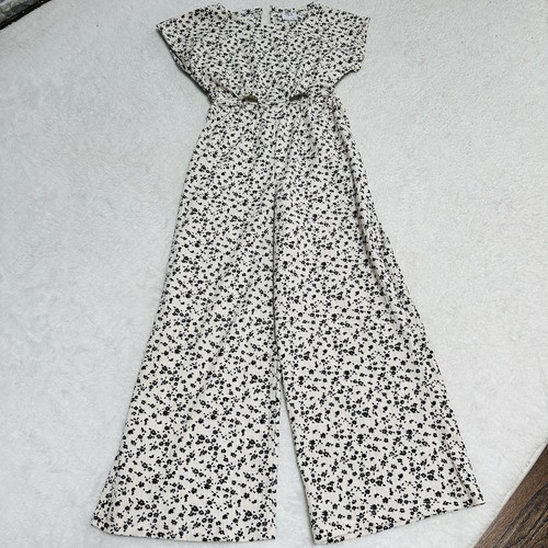 Zara Girls Size 7 Floral Wide Leg Jumpsuit Sleeveless Pants Cut Out Waist - Picture 4 of 9
