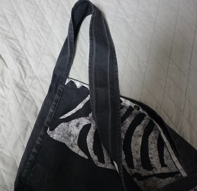 Kapital Kountry 14oz Denim Bone Print Book Bag Skeleton Indigo
