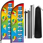 2 Pack 7 ft Snow Cone Swooper Flag Snow Cone Feather Banner Sign with Pole Ki.