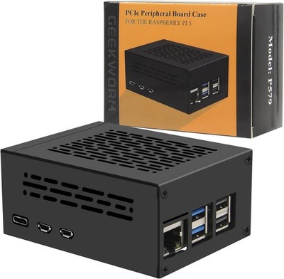 P579 Metallgehäuse für Raspberry Pi 5, Support PCIe M.2 NVMe SSD Shield Top X1001