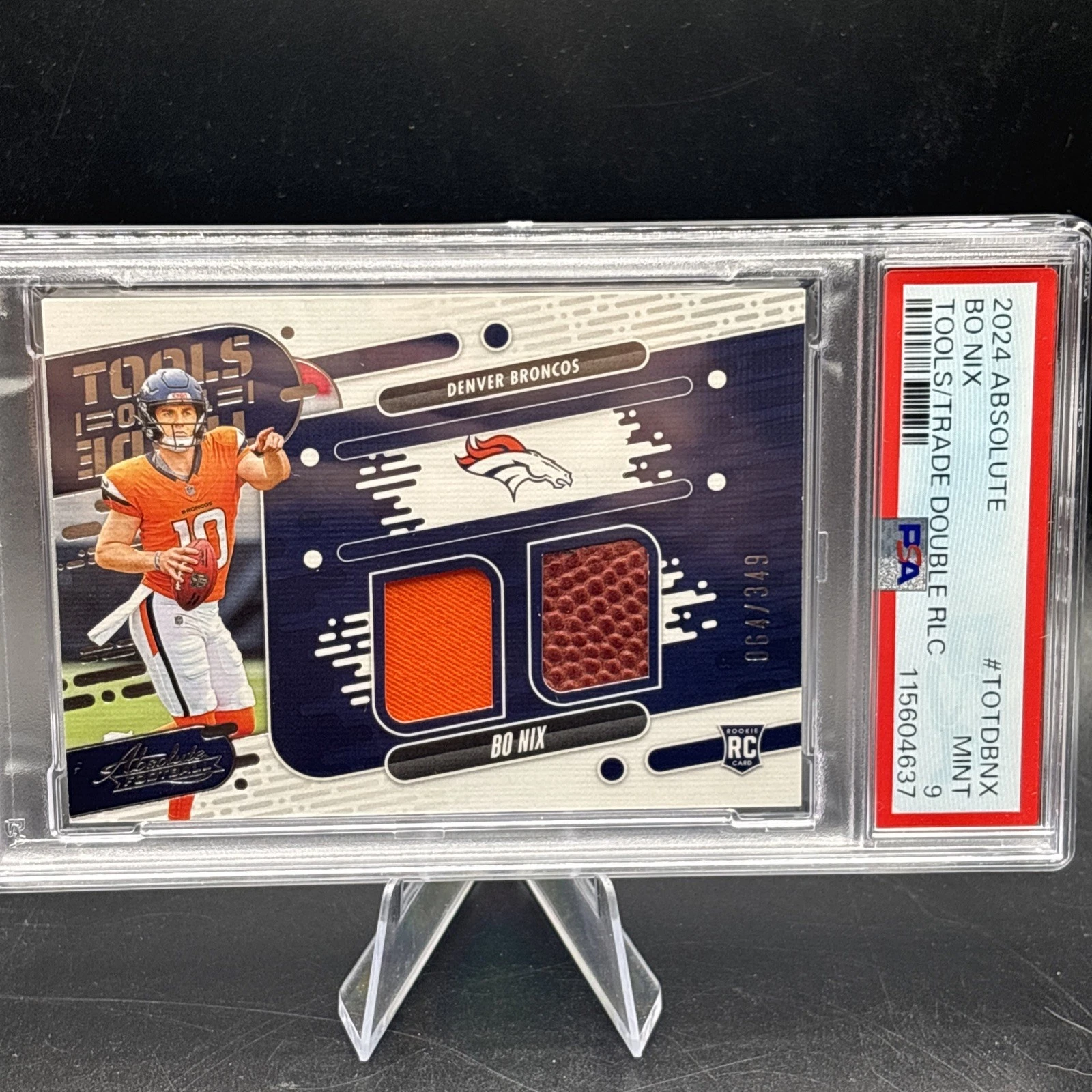 Bo Nix Panini Absolute Tools of the Trade Double Relics #TOTDBNX Base