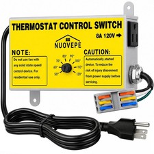 Dual Fan Attic Fan Thermostat Controller with Socket and Wire Connector  Adj...