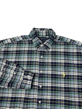 Ralph Lauren Button Down Shirt Mens L Plaid Big Shirt Long Sleeve Vintage 90s