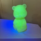 Fenton Glass GLOSSY  Vaseline Uranium Bear ~ Glows!