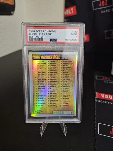 1998 Topps Chrome Basketball Refractor Checklist #110 PSA 9