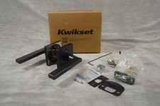 Kwikset Halifax Square Matte Black Privacy Bed/Bath Door Handle with Lock