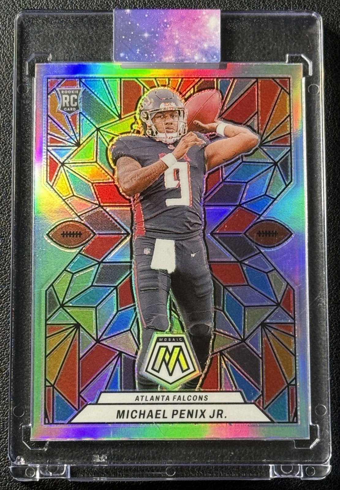 MICHAEL PENIX JR. 2024 PANINI MOSAIC #SG-24 STAINED GLASS PRIZM ROOKIE RC SP