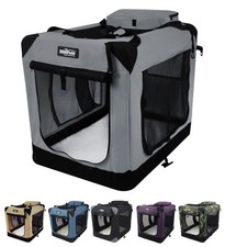 EliteField 3-Door Soft Dog Crate 36x24x28 Light Gray Folding