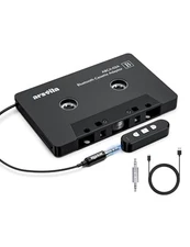  Car Audio Cassette to Aux Adapter, 5.1 Bluetooth Receiver Kit for Black
