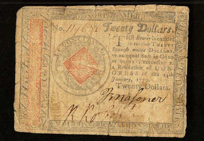 1779 American Revolution $20 Colonial Continental Banknote Currency CC-92 PMG 20 - Image 3 of 4