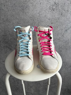 US 10 Vintage Puma High Top Sneakers Y2K Womens EUR 41 UK 7.5 White Leather