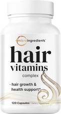 Hair Growth Vitamins for Women  Men, 120 Capsules  14-in-1 Formula with Biotin