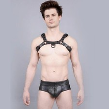 Men's Leather Body Harness Jockstrap Armor Buckles Adjustable Strap Belt Club