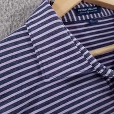 Peter Millar Shirt Mens XL Navy Striped Crown Crafted Performance Golf Miles