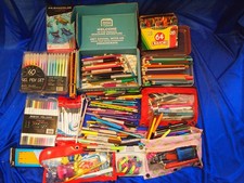 LARGE LOT Art Supply Pens Colored Pencils Markers Crayons 8 lbs New used