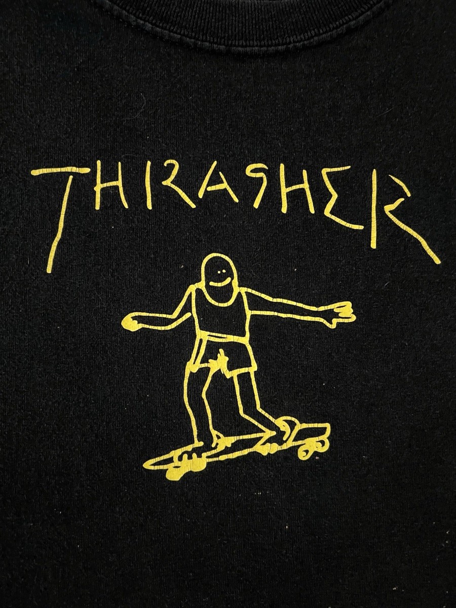 Thrasher Gonz Logo Mark Gonzales Art Black / Yellow T-Shirt XL 23