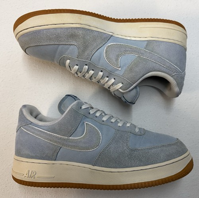 #ad NIKE AIR FORCE 1 ‘07 Low Sneakers Shoes Mens 9 Light Armory Blue White 315122422 $36.93