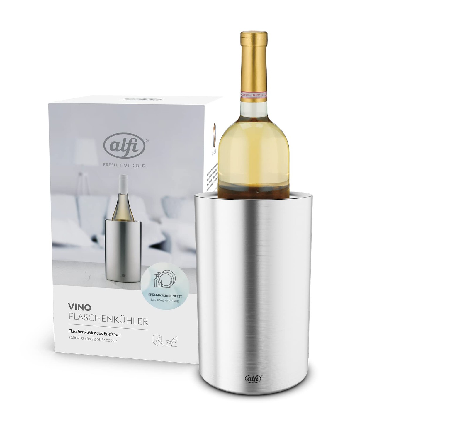 Alfi Weinkühler Edelstahl Vino, Flaschenkühler doppelwandig 0457.205.100 Sektküh