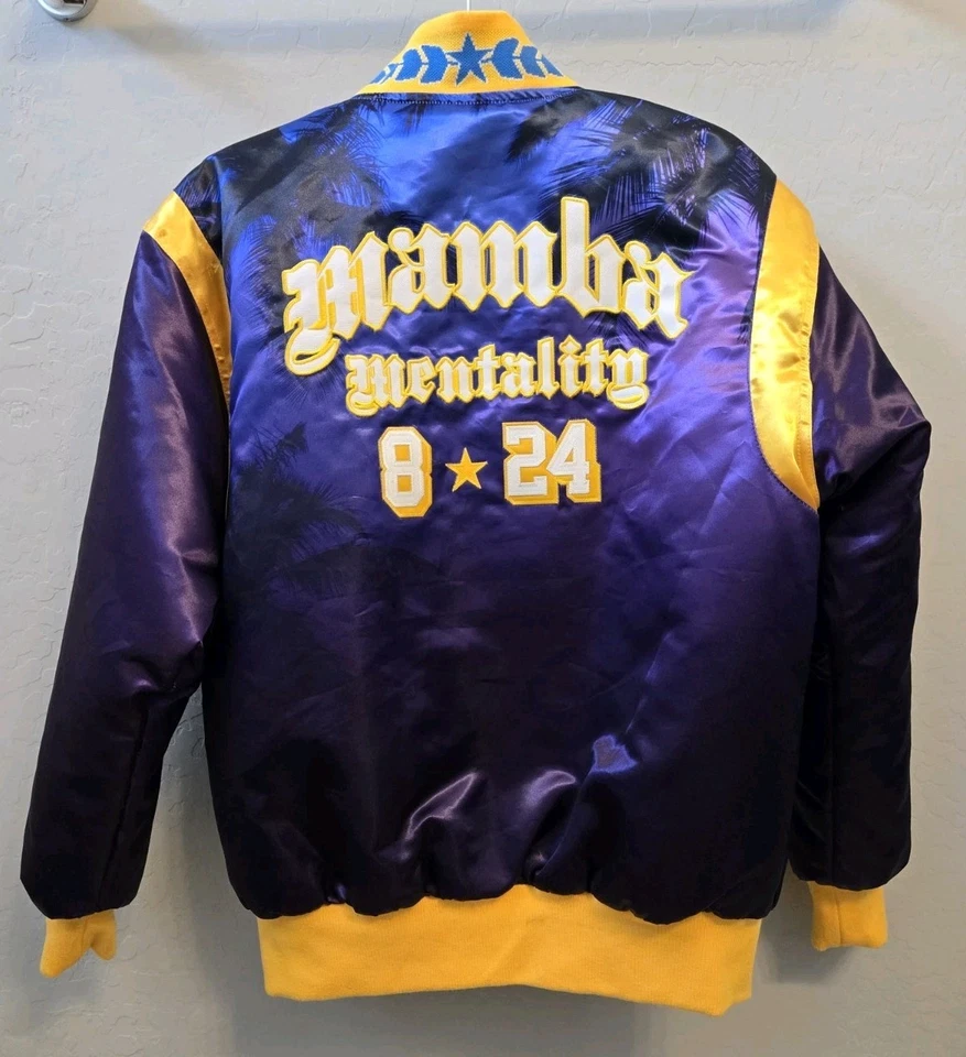 Kobe Bryant Mamba Crenshaw Los Angeles Lakers Satin Jacket Headgear Classic Sz M - Image 3 of 4