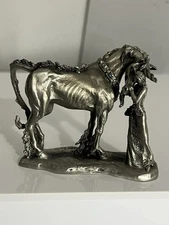 Vintage Hudson Fine Pewter Unicorn Woman Figurine #5728 1991 Mythical Fantasy