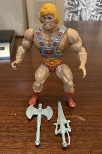VTG 1981 Masters Of The Universe He-Man Action Figure W Most Accessories Taiwan