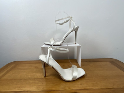 Asos Neva Barely There High Heeled Sandals Ivory Satin WEDDING