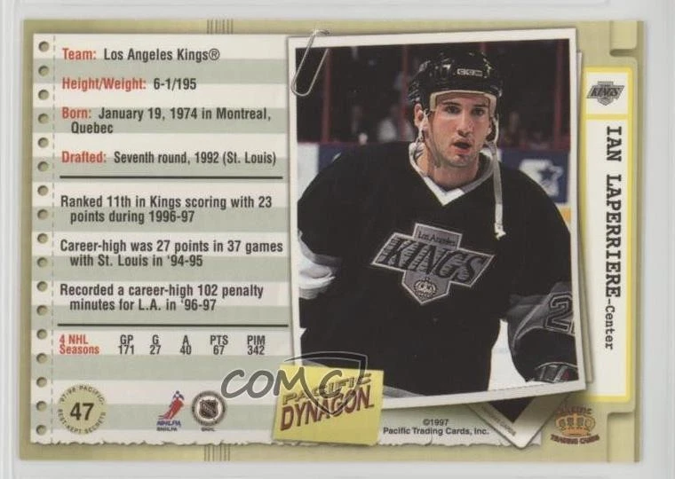 1997-98 Pacific Dynagon Best-Kept Secrets Ian Laperriere #47 - Image 2 of 2