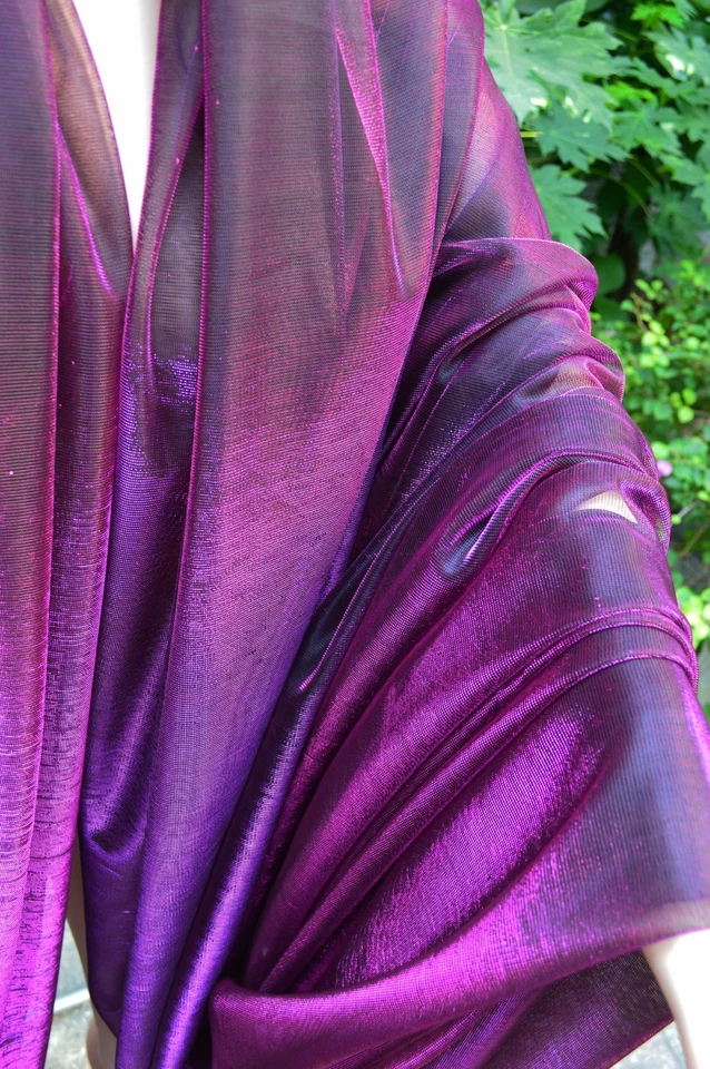 M05 Purple Black Metallic Iridescent 2 Tones Stretch Mesh Net Fabric Material - Image 4 of 4