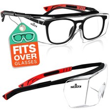 Safety Glasses Over Eyeglasses with Anti Scratch Lenses - 100 UV Protective ...