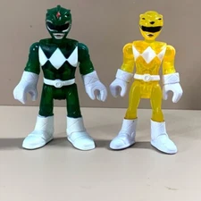 2pcs Imaginext Power Rangers Yellow Green Ranger Translucent Battle Armor Figure