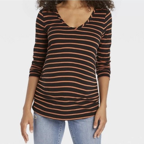 Ingrid Isabel LONG SLEEVE Scoop Neck Side Shirred Maternity T-Shirt M (256) Fall