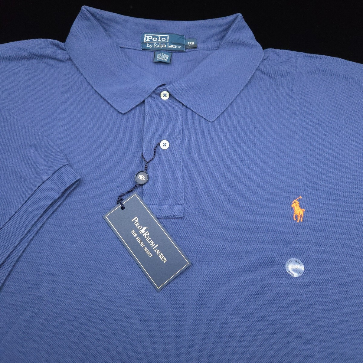POLO RALPH LAUREN SHIRT -3XB BIG-PURPLE SLATE BLUE MESH PIQUE