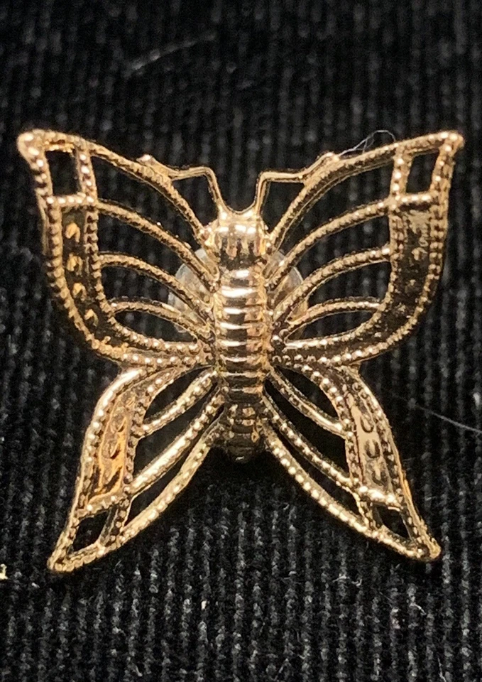 "Pendientes de poste de mariposa filigrana chapados en tono dorado vintage 3/4"" ¡Hermosos!" Foto 2 de 4