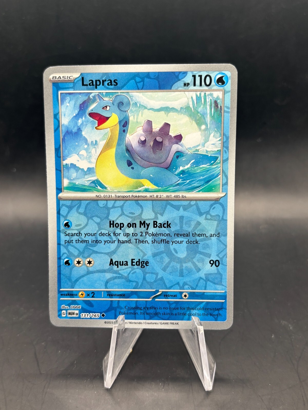 Tarjeta Pokémon Lapras Reverse Holo casi nueva 131/165 escarlata y violeta 151