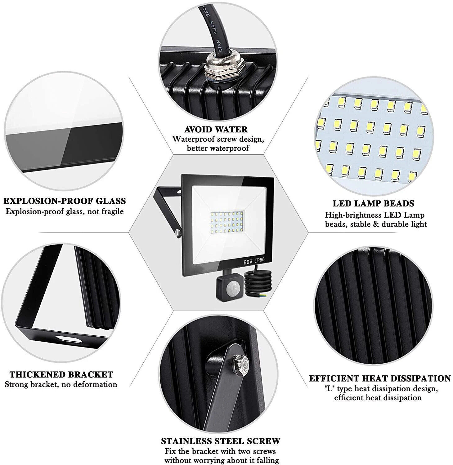 LED FLOODLIGHT OUTDOOR SECURITY LIGHT FLOOD GARDEN MOTION SENSOR PIR