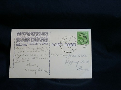 Vintage Santa Rosa, New Mexico Postkarte - 1941 - Bild 2 von 2