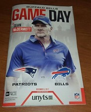 BUFFALO BILLS Gameday Program SEAN MCDERMOTT 12/3/17 New England Patriots 2017