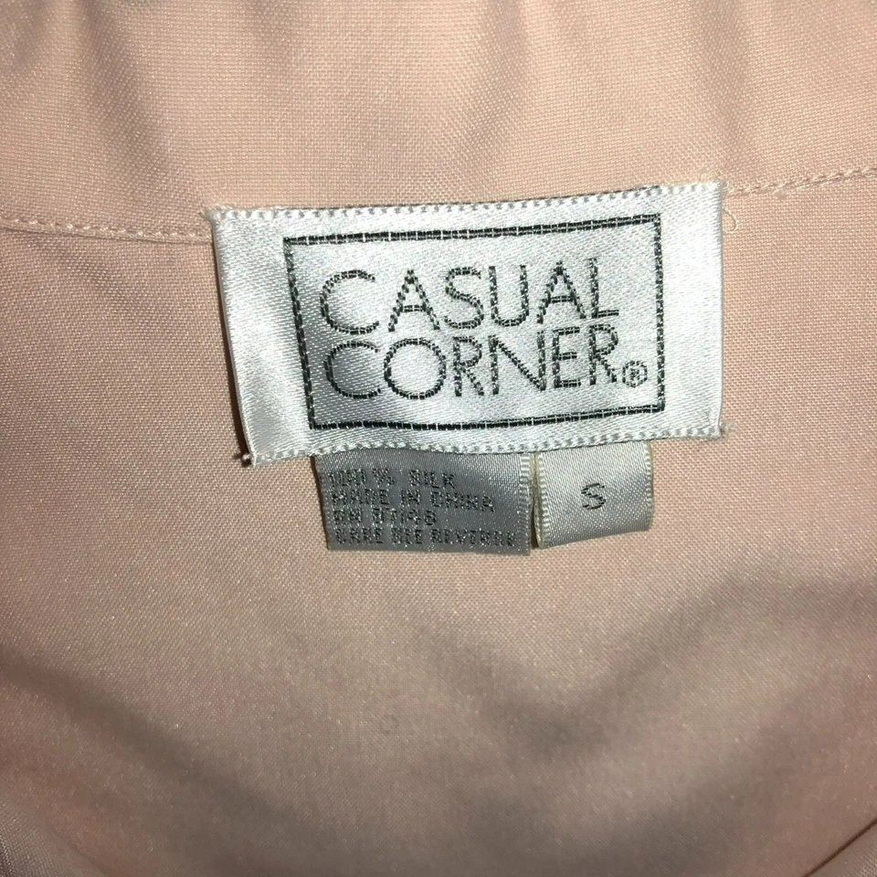 BLUSA DE COLECCIÓN MELOCOTÓN 100% SEDA TALLA S INFORMAL ESQUINA MANGA LARGA ALMOHADILLA HOMBRO MUJER Foto 3 de 4